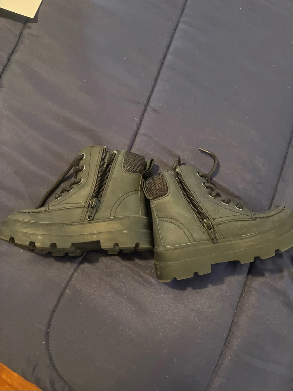 H&M Black Kids' Lace-Up Boots with Side Zipper